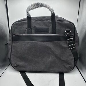 John Varvatos Canvas‎ Tote Lightweight Laptop Messenger Bag Vegan Leather Trim